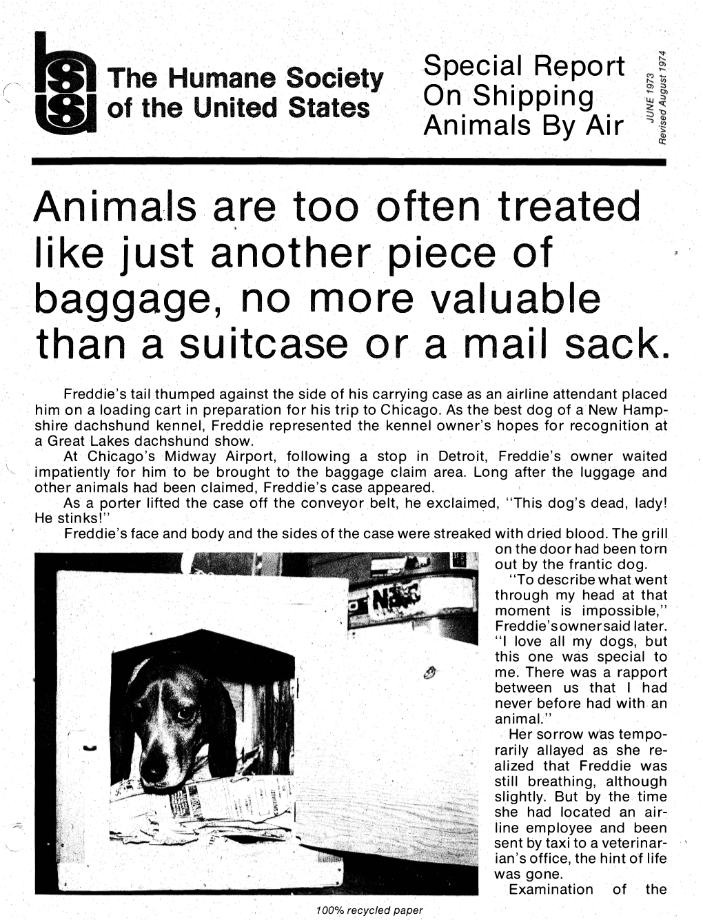 Special Report on Shipping Animals By