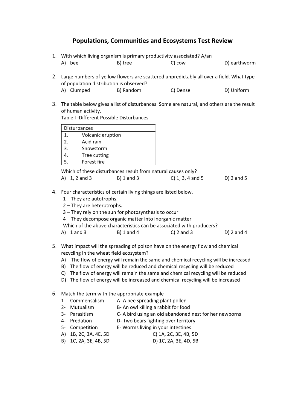 Review Sheet Chapters 8, 9 and 10