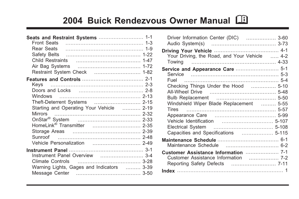 2004 Buick Rendezvous Owner Manual M