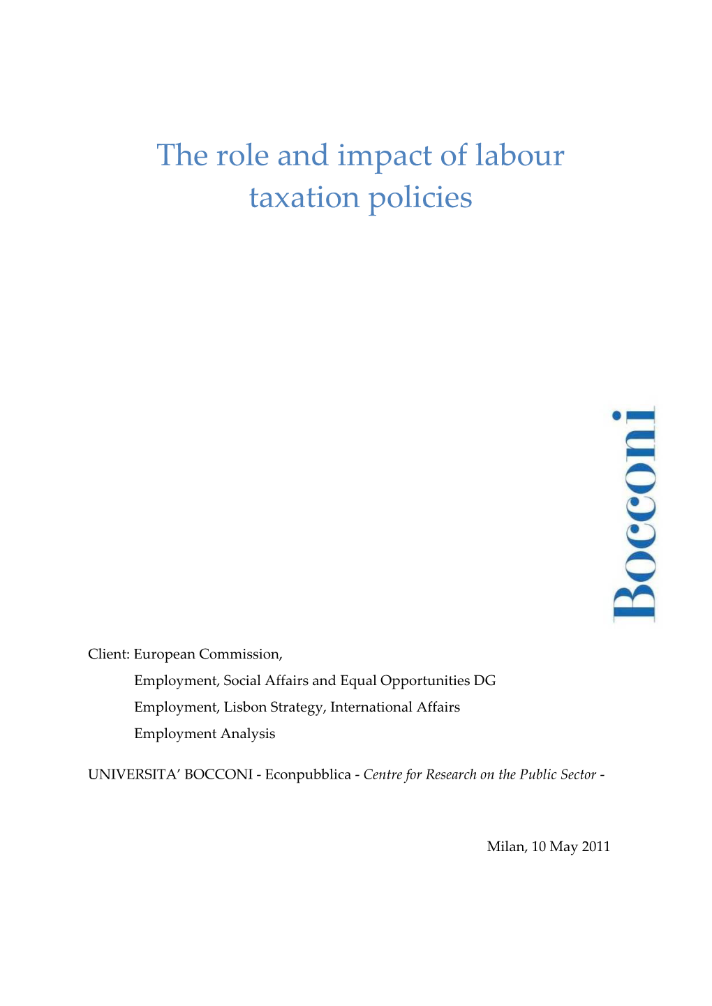 The Role and Impact of Labour Taxation Policies