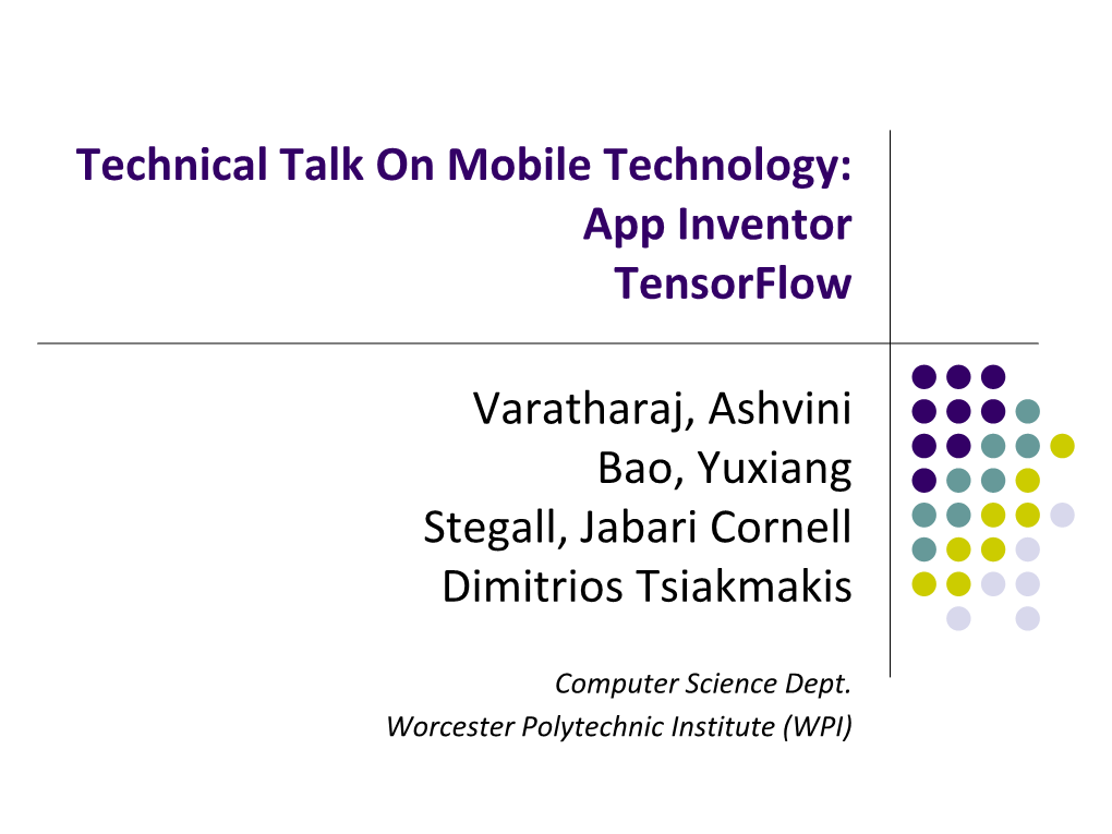 Technical Talk on Mobile Technology: App Inventor Tensorflow