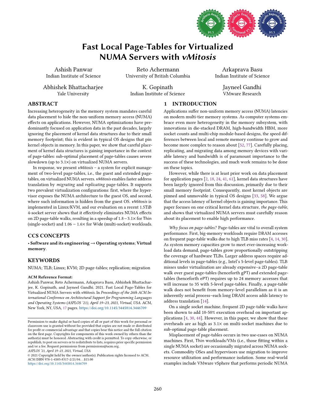 Fast Local Page-Tables for Virtualized NUMA Servers with Vmitosis