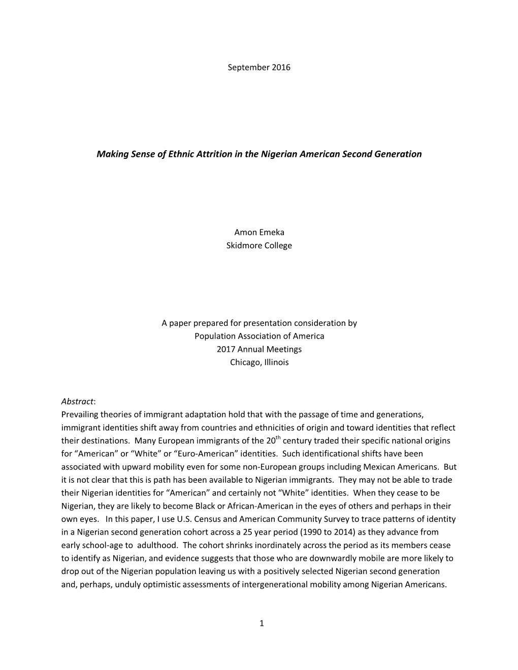 Making Sense of Ethnic Attrition in the Nigerian American Second Generation