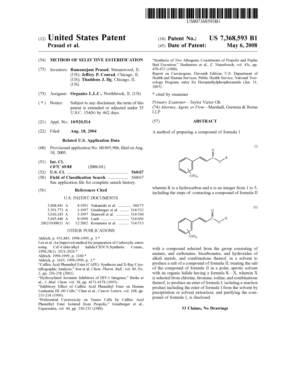 (12) United States Patent (10) Patent No.: US 7,368,593 B1 Prasad Et Al