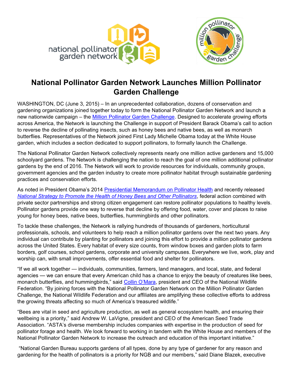 National Pollinator Garden Network Launches Million Pollinator Garden Challenge