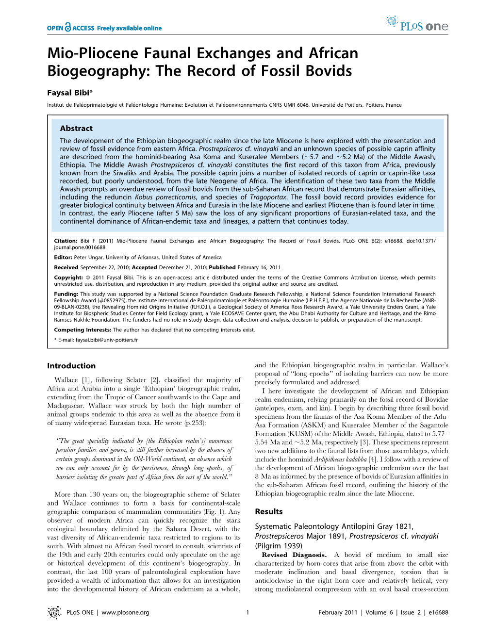 Mio-Pliocene Faunal Exchanges and African Biogeography: the Record of Fossil Bovids