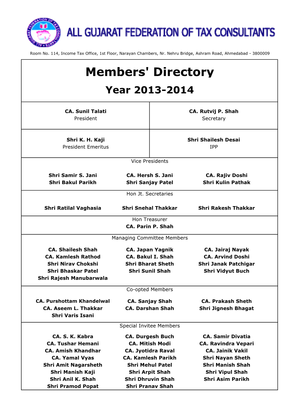 Members' Directory Year 2013-2014