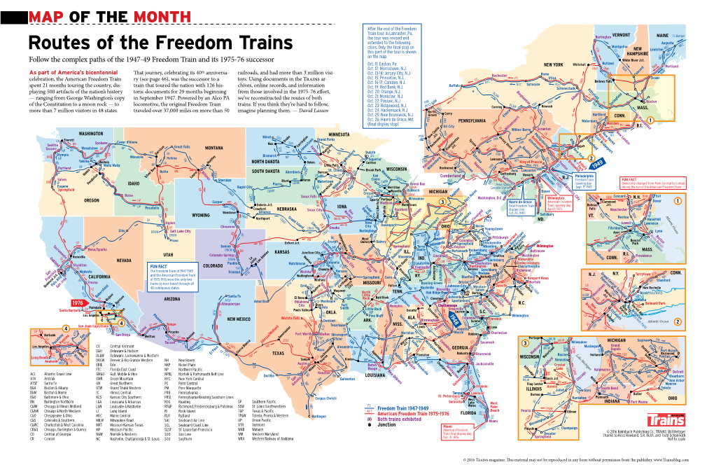 Routes of the Freedom Trains V NEW Lewiston This Part of the Tour Is Shown C