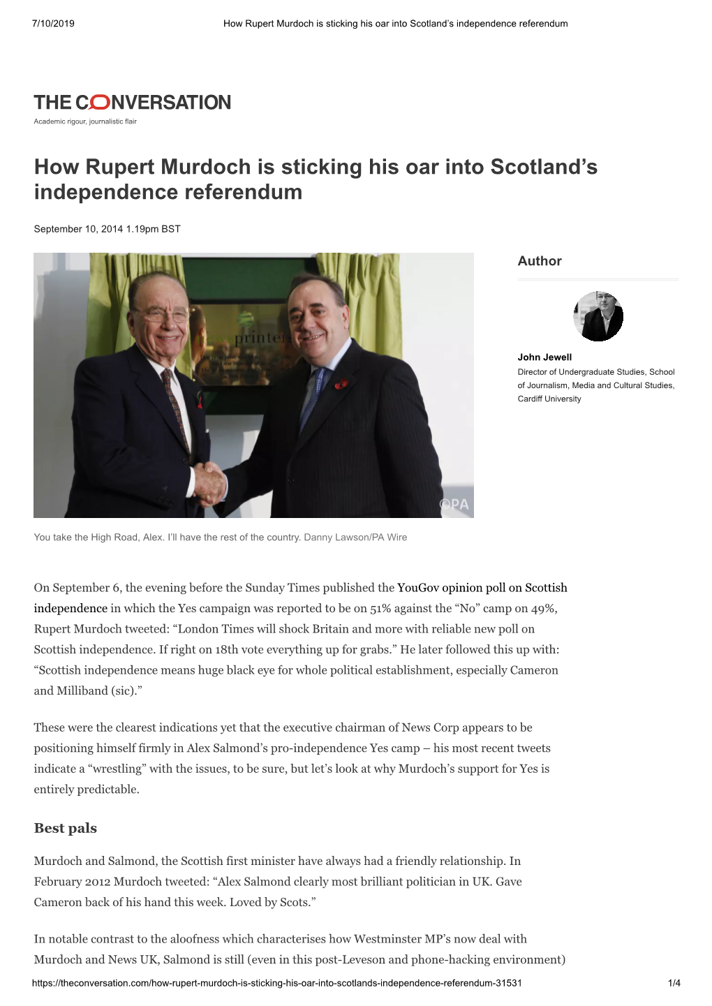 How Rupert Murdoch Is Sticking His Oar Into Scotland's