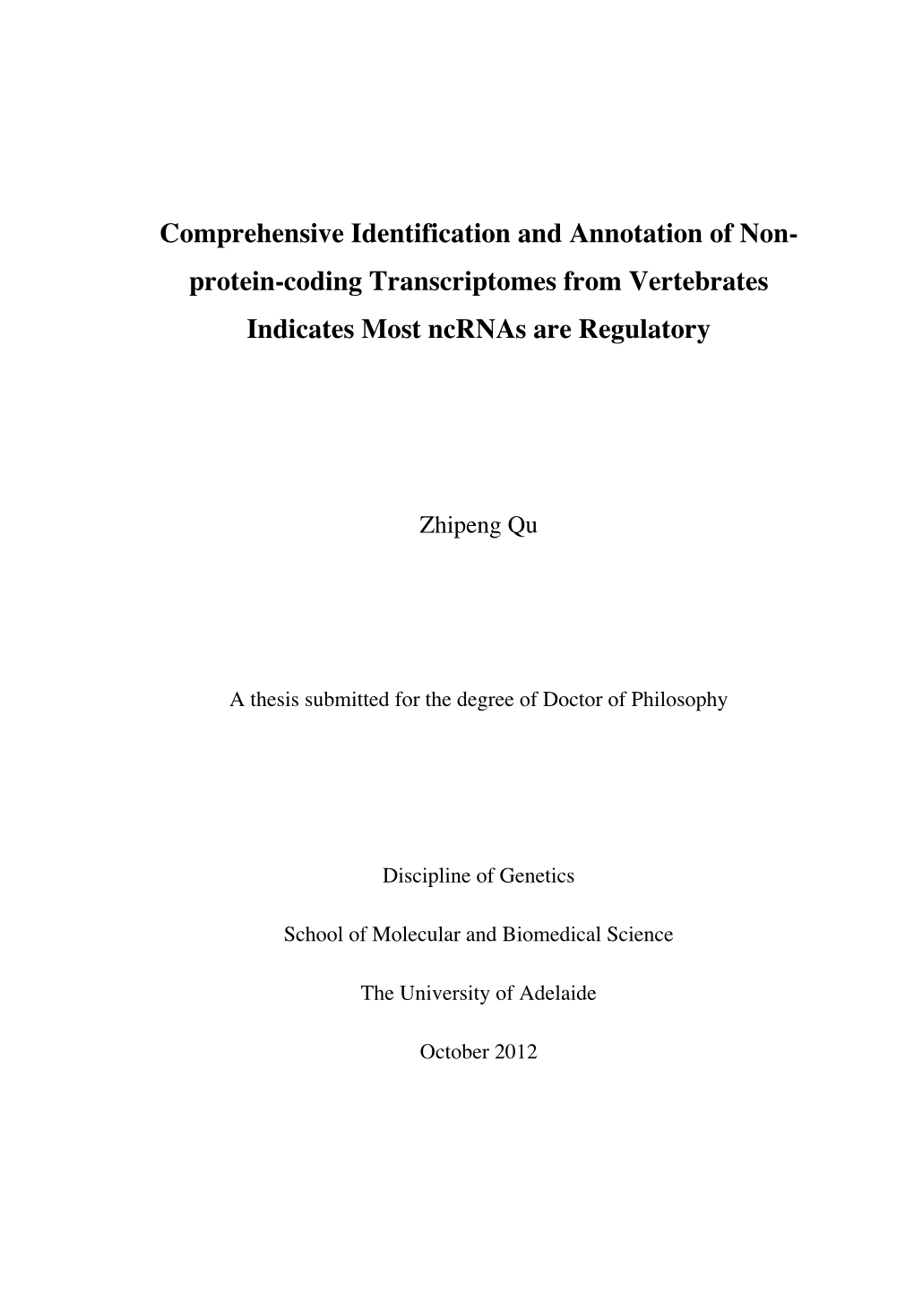 Comprehensive Identification and Annotation of Nonprotein-Coding