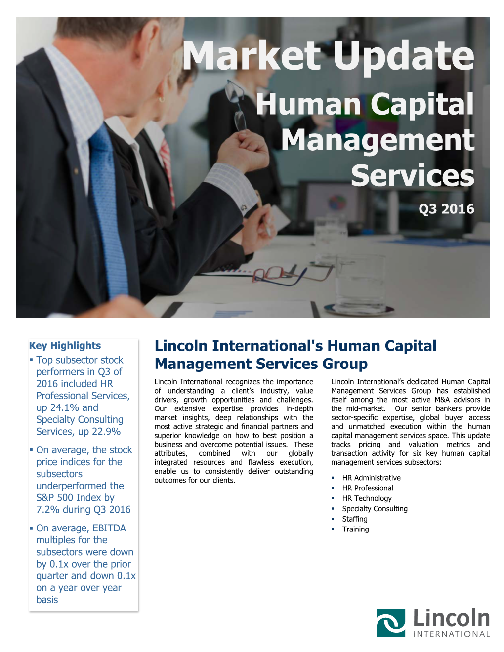 Market Update Human Capital Management Services Q3 2016