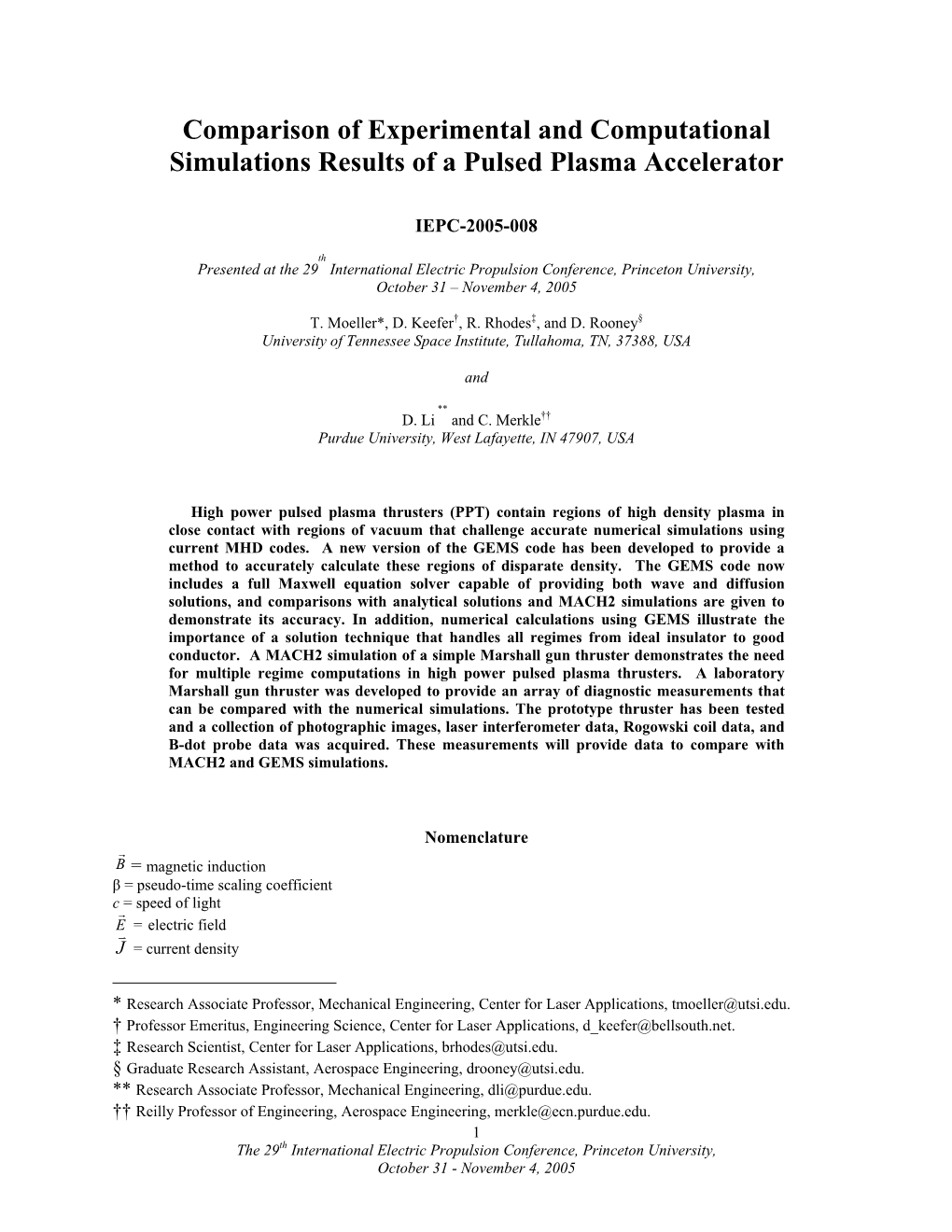 Comparison of Experimental and Simulation Results of A