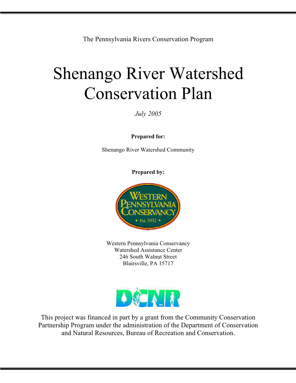 Shenango River Watershed Conservation Plan