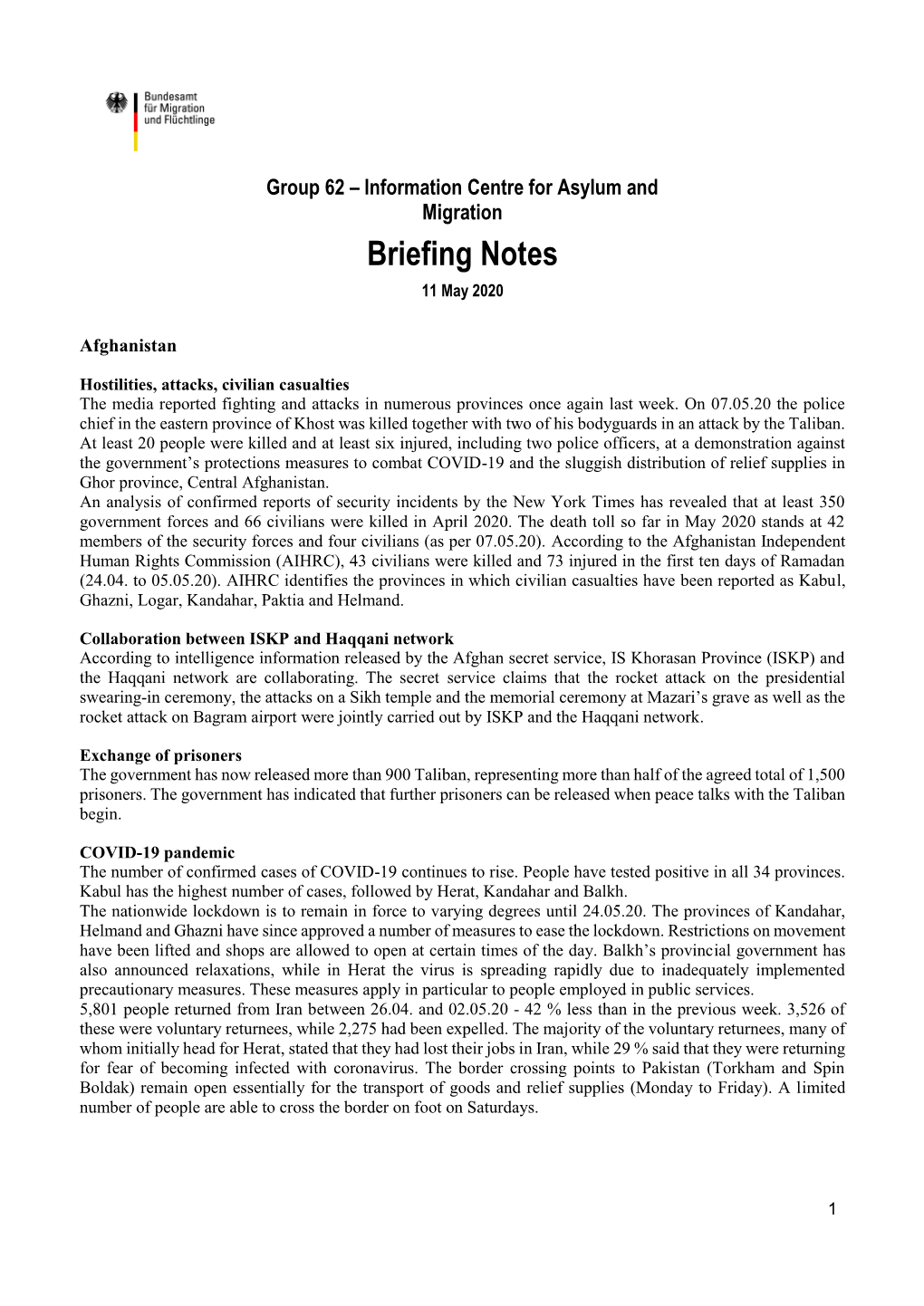 Briefing Notes KW20 2020 Englisch