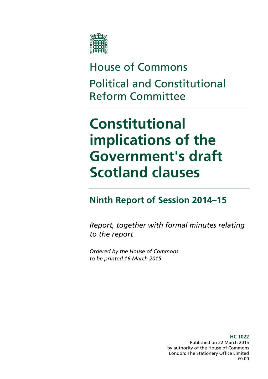 Constitutional Implications of the Government's Draft Scotland Clauses