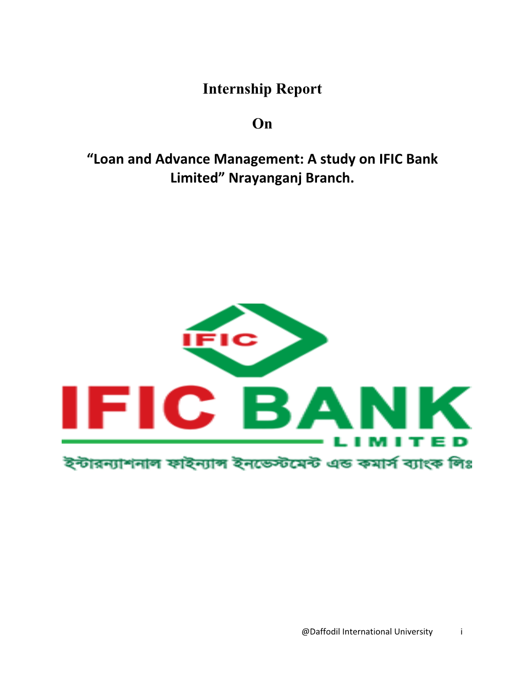 Internship Report on “Loan and Advance Management: a Study On