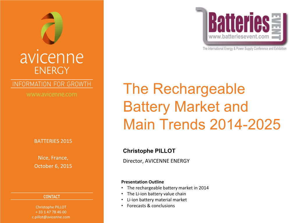 The Rechargeable Battery Market and Main Trends 2014-2025