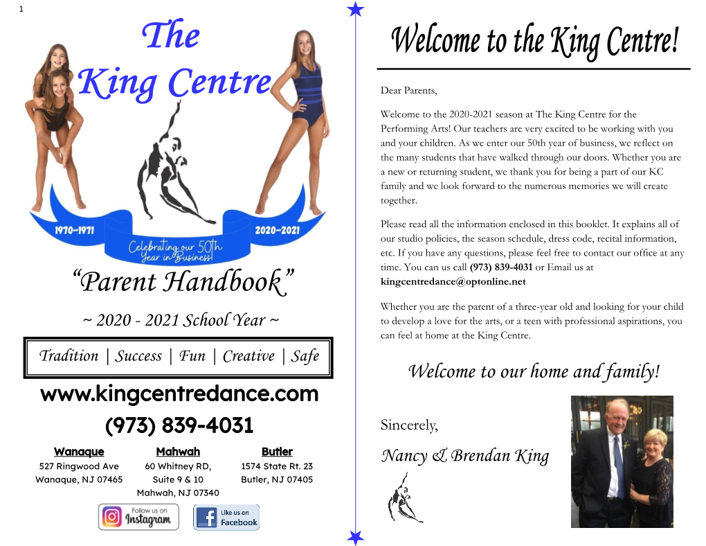 “Parent Handbook” Kingcentredance@Optonline.Net