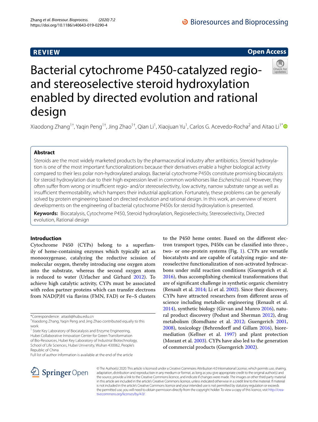 Bacterial Cytochrome P450-Catalyzed Regio