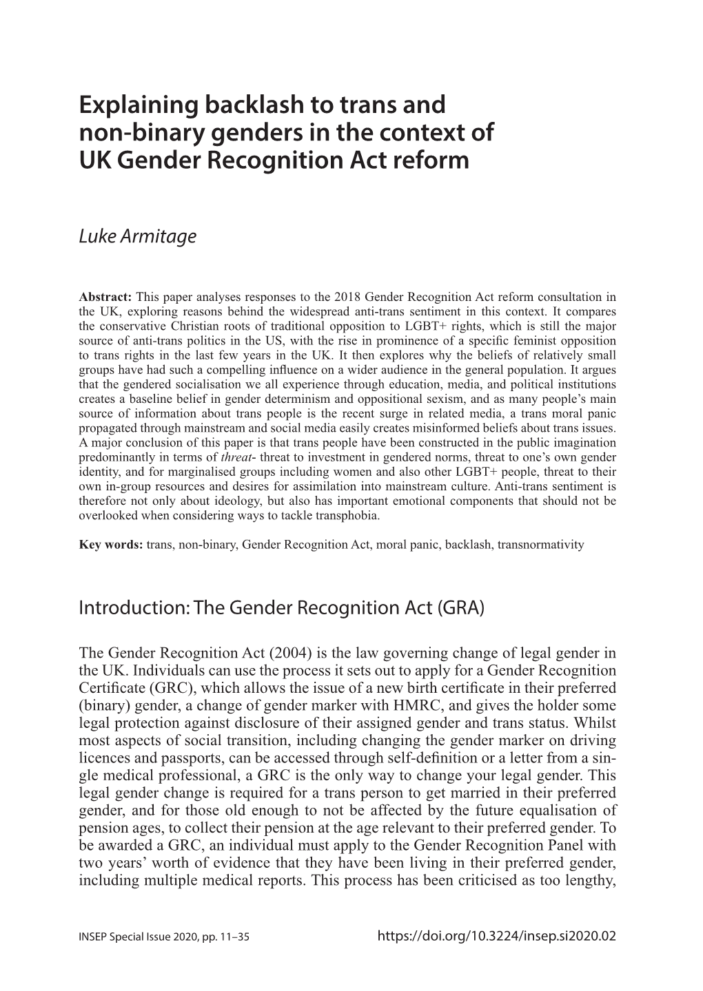 Explaining Backlash to Trans and Non-Binary Genders in the Context of UK Gender Recognition Act Reform