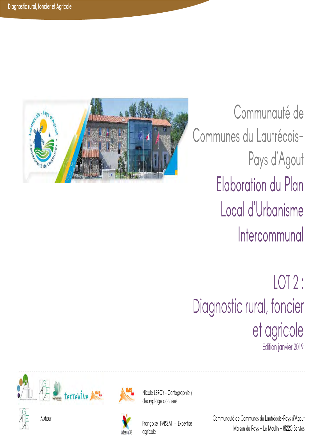 Diagnostic Rural, Foncier Et Agricole De La CCLPA