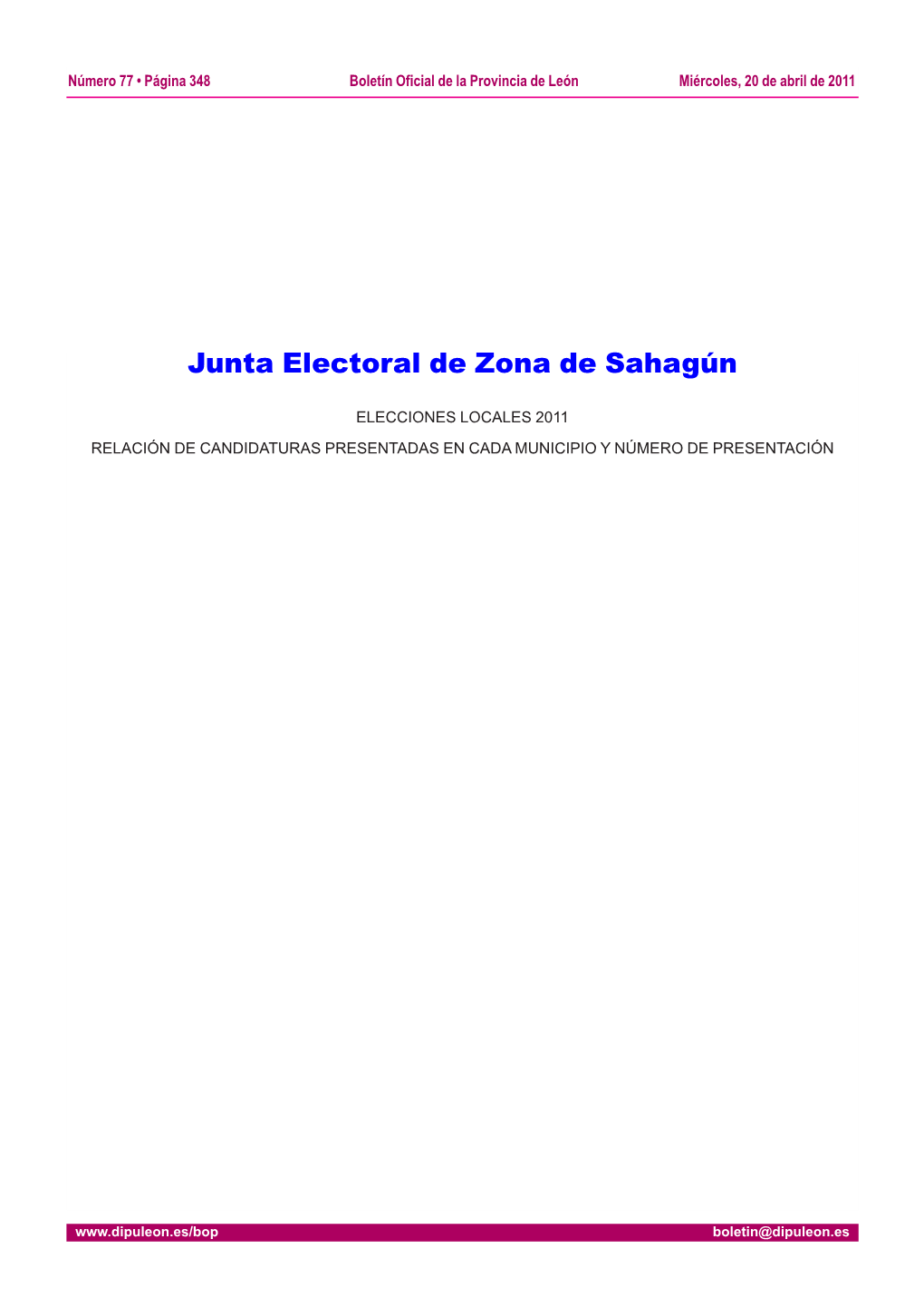 Junta Electoral De Zona De Sahagún