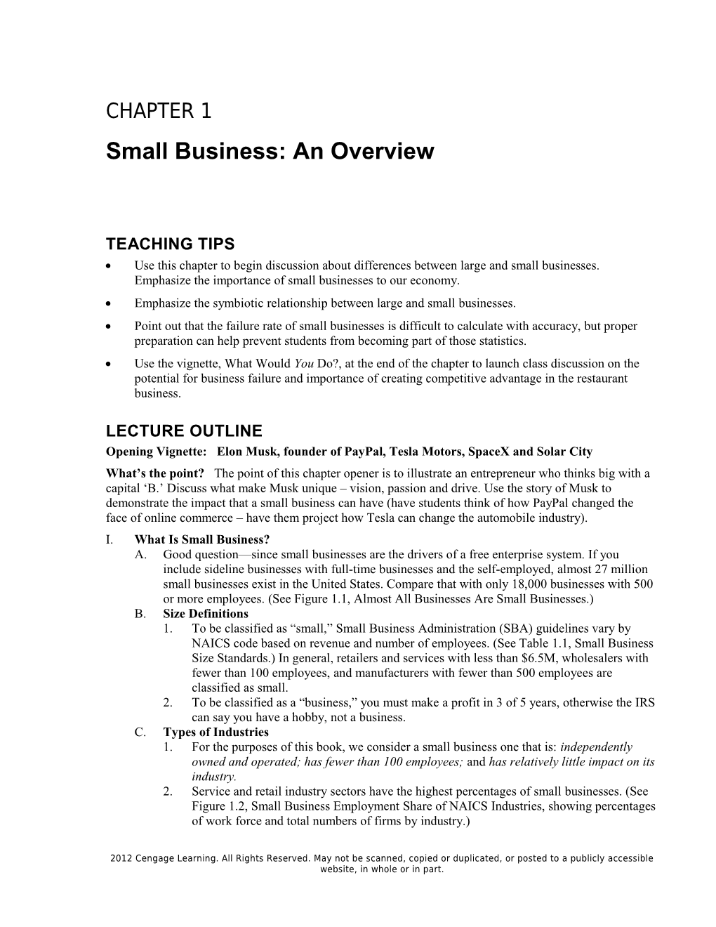 Chapter 1: Small Business: an Overview 7