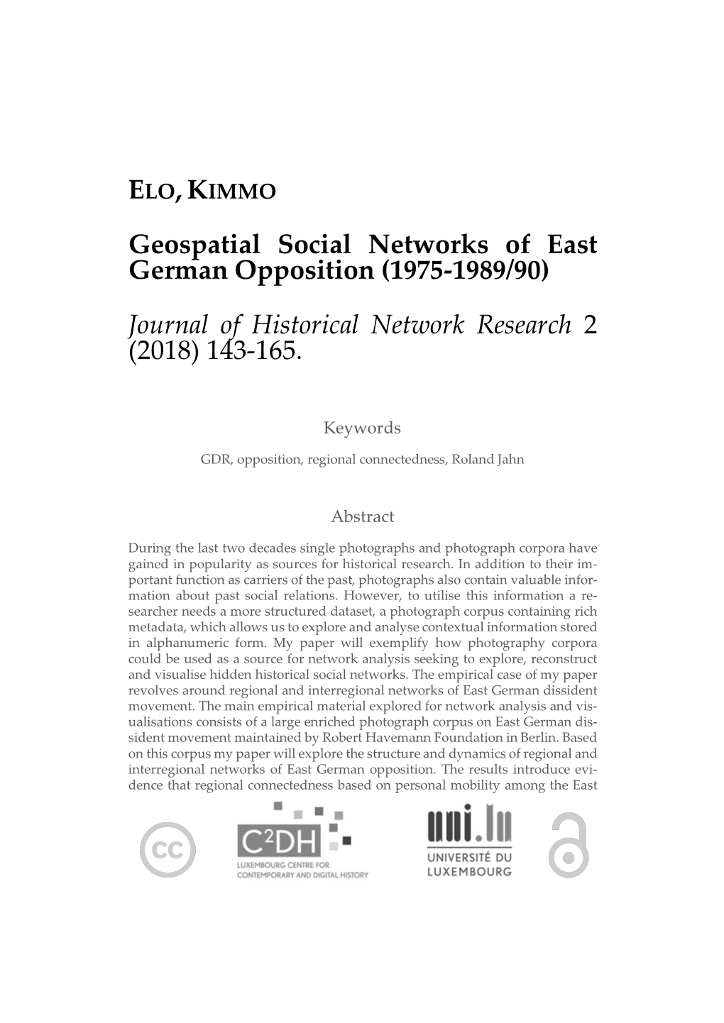 Geospatial Social Networks of East German Opposition (1975-1989/90)