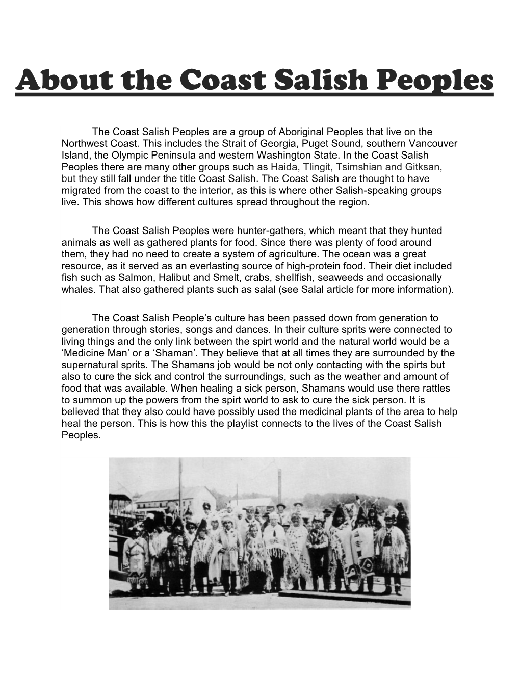 About the Coast Salish Peoples