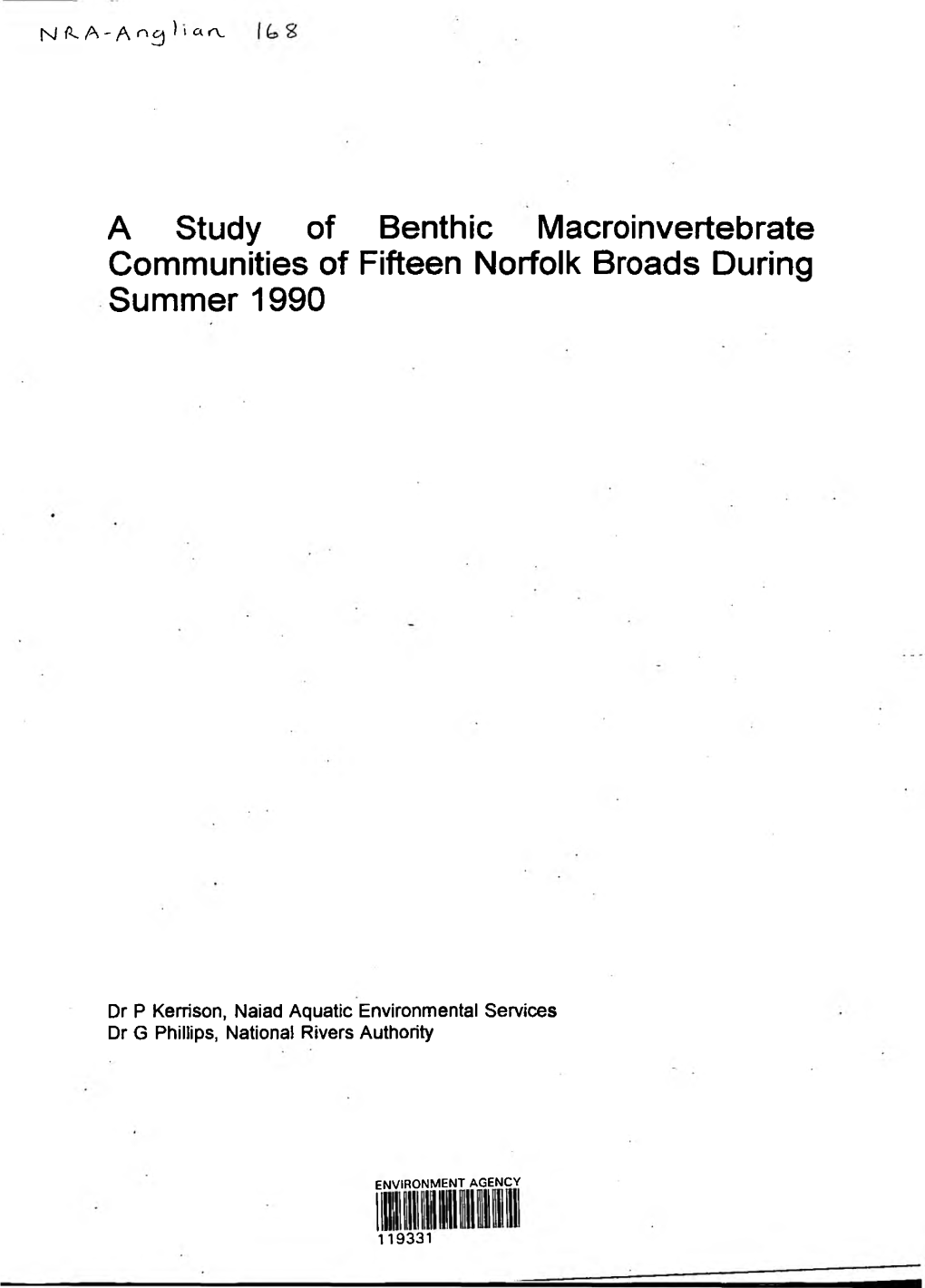 A Study of Benthic Macroinvertebrate Communities of Fifteen Norfolk Broads During Summer 1990
