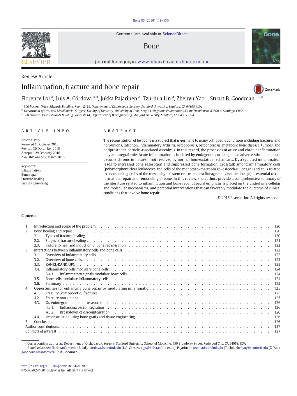 Inflammation, Fracture and Bone Repair