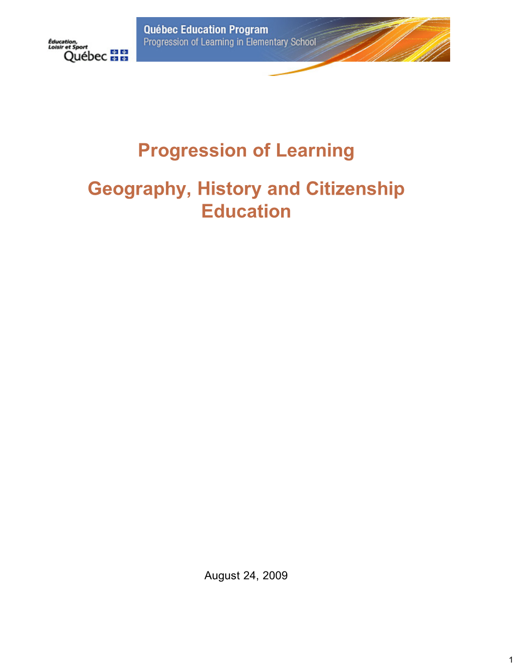 Progression of Learning Geography, History and Citizenship Education