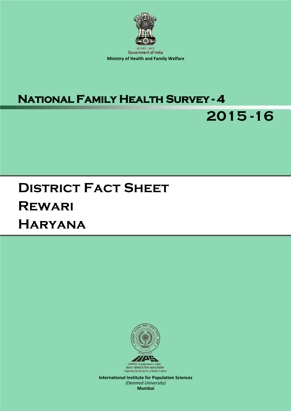 District Fact Sheet Rewari Haryana