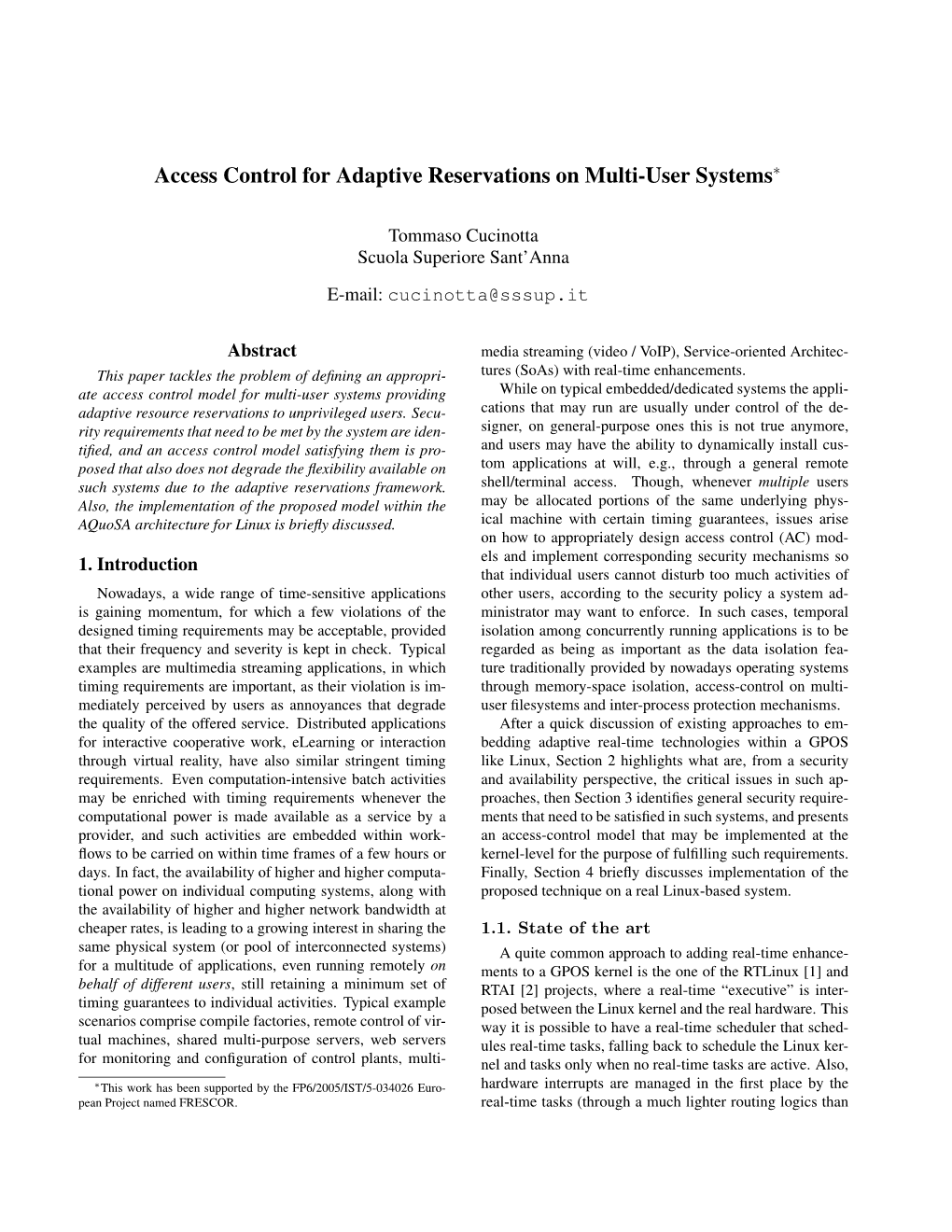 Access Control for Adaptive Reservations on Multi-User Systems∗