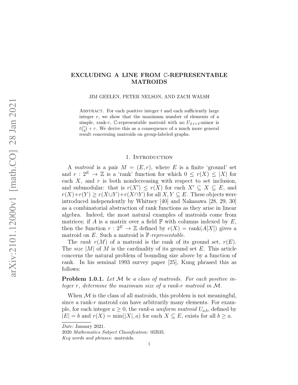 Arxiv:2101.12000V1 [Math.CO] 28 Jan 2021 Problem 1.0.1