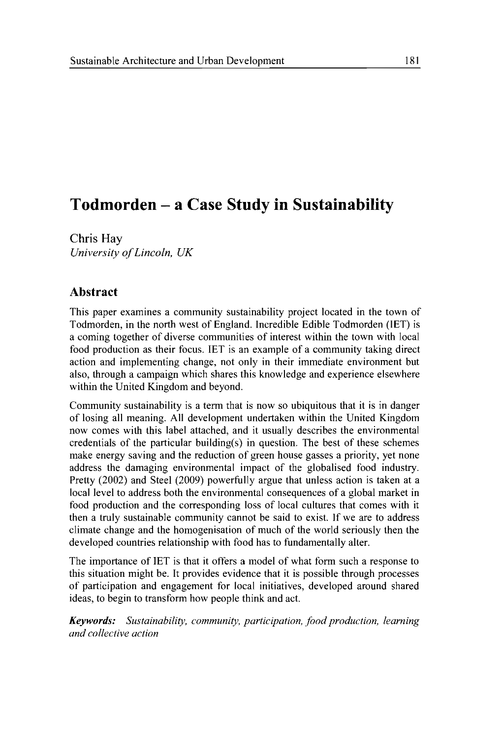 Todmorden - a Case Study in Sustainability