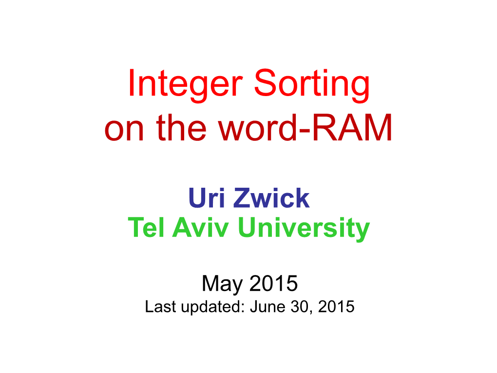 Integer Sorting on the Word-RAM