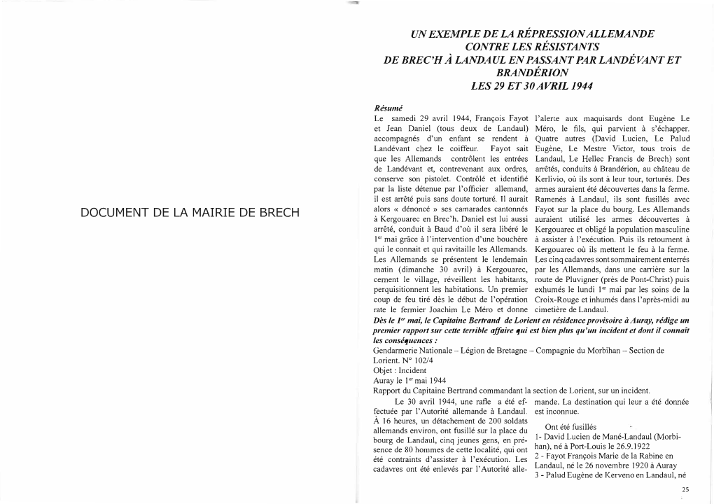 DOCUMENT DE LA MAIRIE DE BRECH À Kergouarec En Brec'h