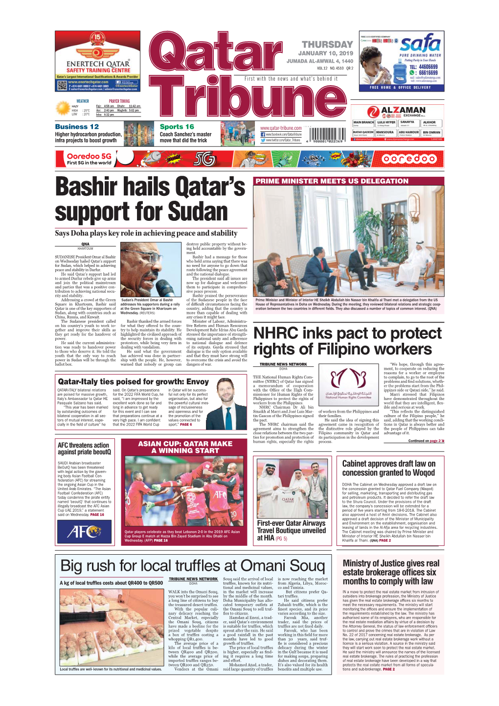 Bashir Hails Qatar's Support for Sudan