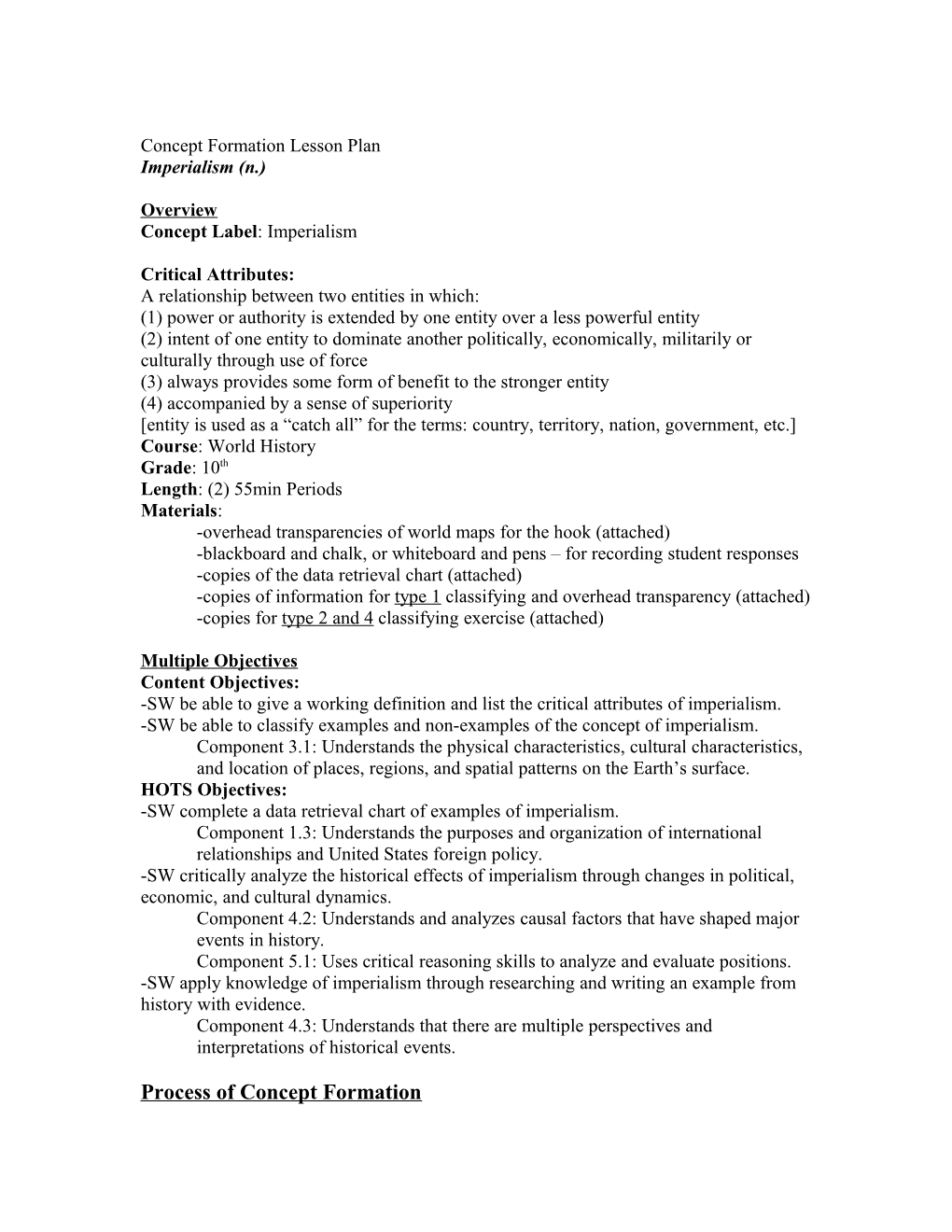 Concept Formation Lesson Plan