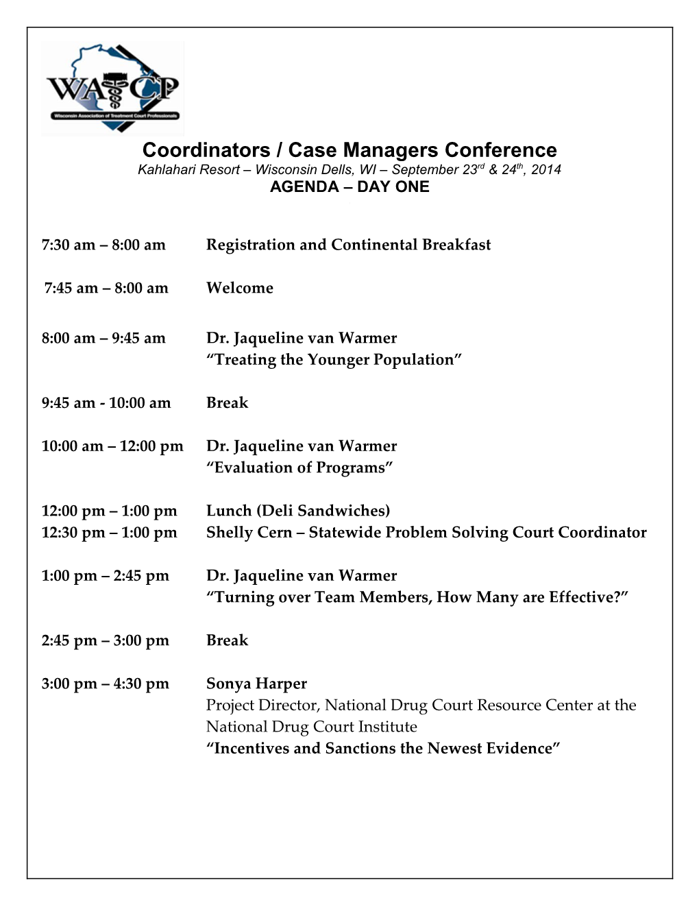 Coordinators / Case Managers Conference