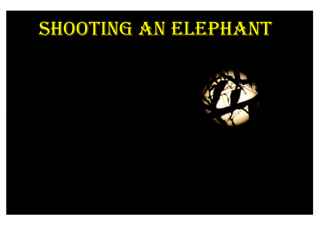 Shooting an Elephant Ooting an Elephant