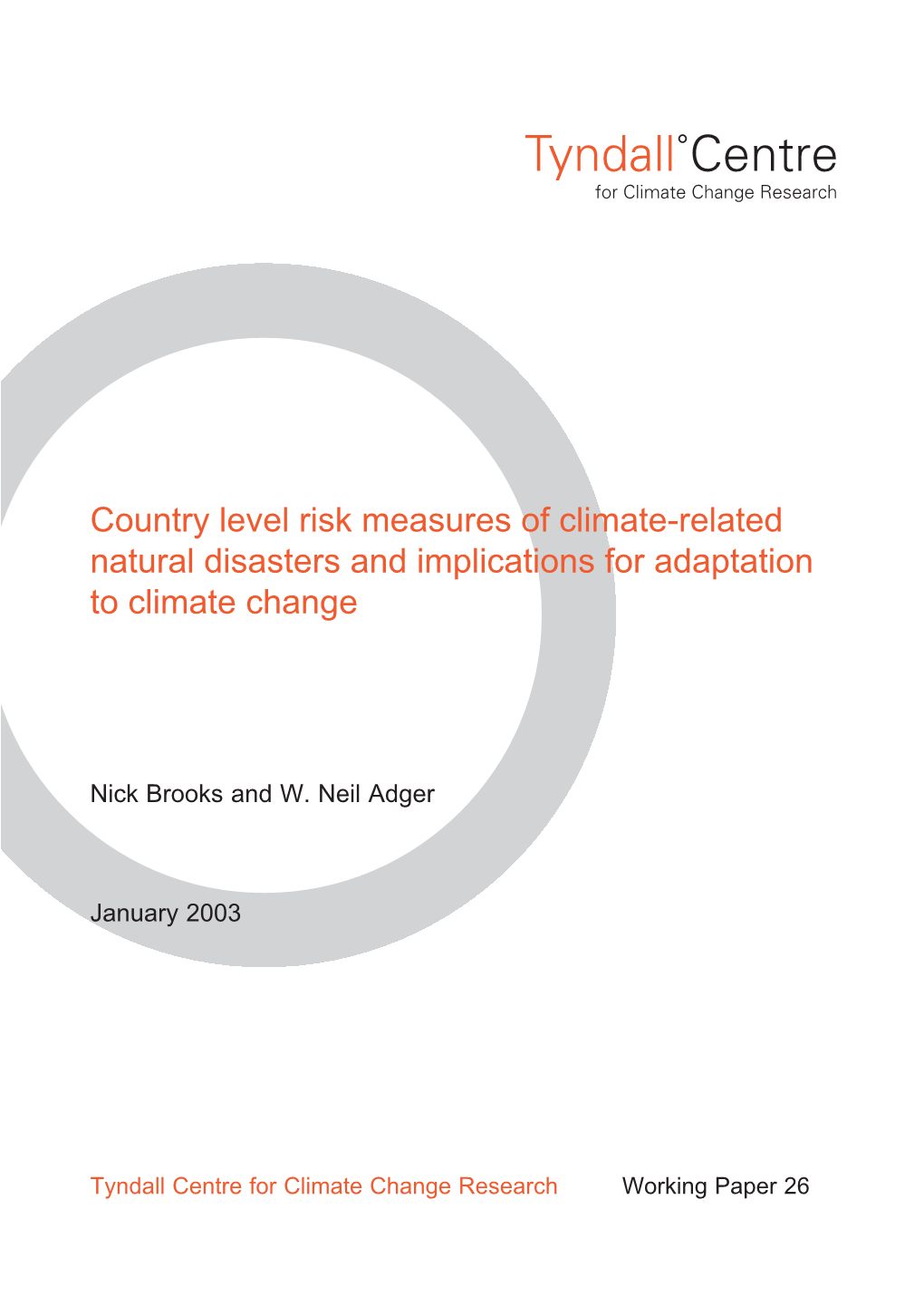 Country Level Risk Measures of Climate-Related Natural Disasters and Implications for Adaptation to Climate Change