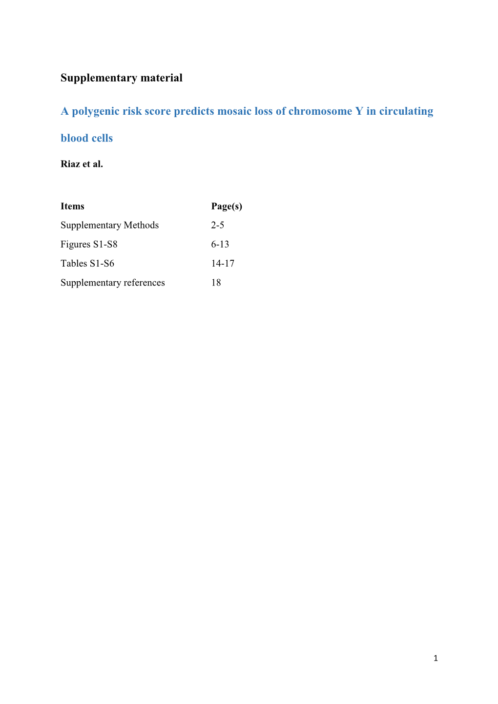 Supplementary Material a Polygenic Risk Score Predicts Mosaic Loss Of