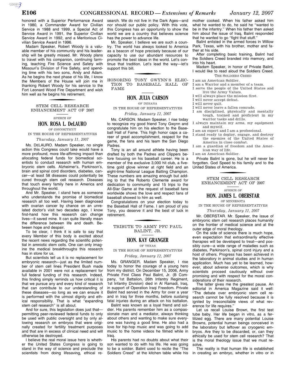 CONGRESSIONAL RECORD— Extensions of Remarks E106 HON