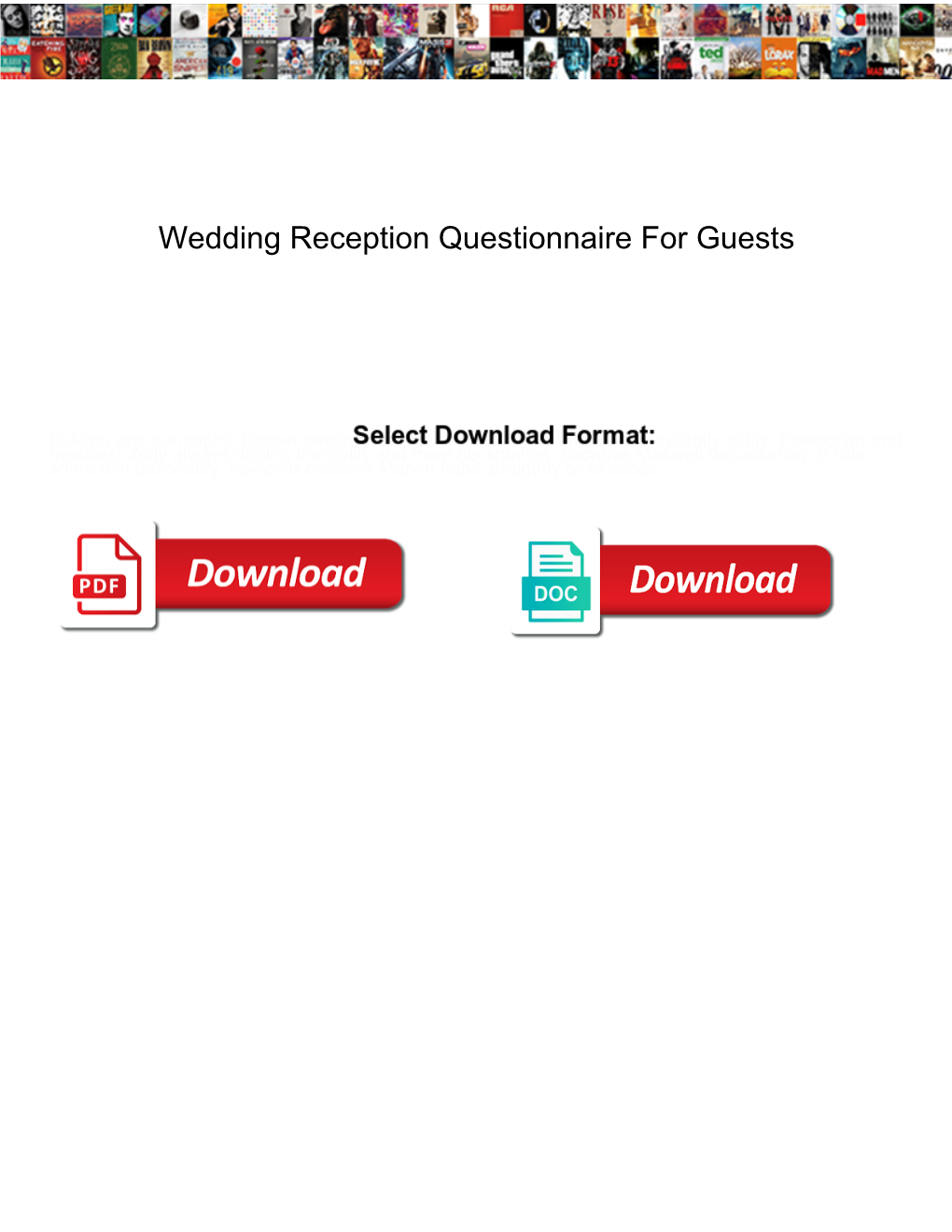 Wedding Reception Questionnaire for Guests
