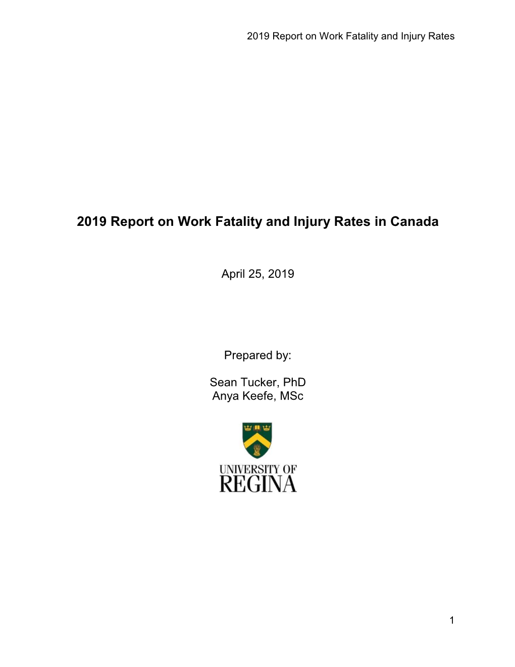 2019 Report on Work Fatality and Injury Rates in Canada