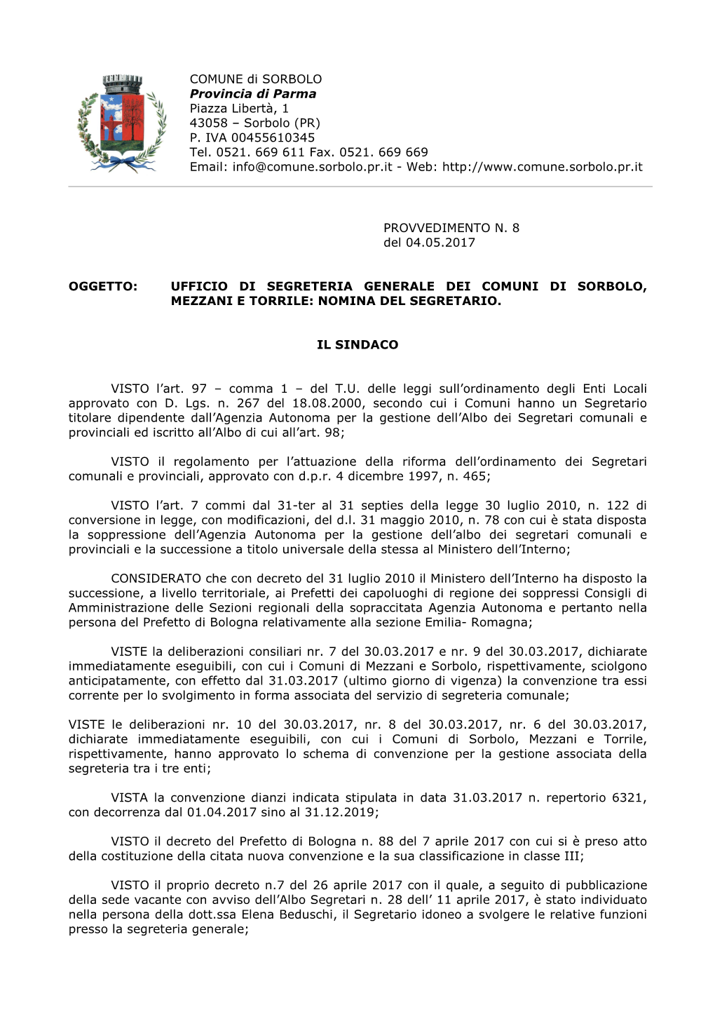 Decreto Di Nomina Del Segretario Generale.Pdf