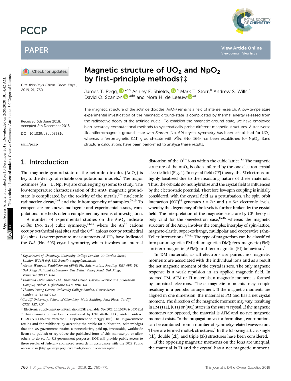 Magnetic Structure of UO2 and Npo2 by First-Principle Methods†‡ Cite This: Phys