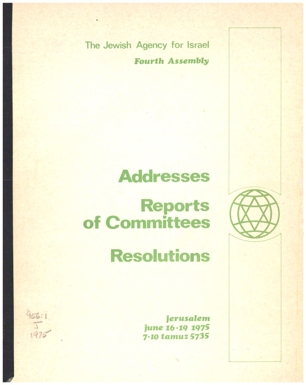 Addresses Reports of Committees Resolutions